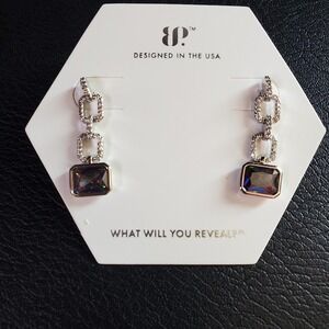Bomb Party June 2025 Modern Elegance Alexandrite Rhodium Plated Earrings